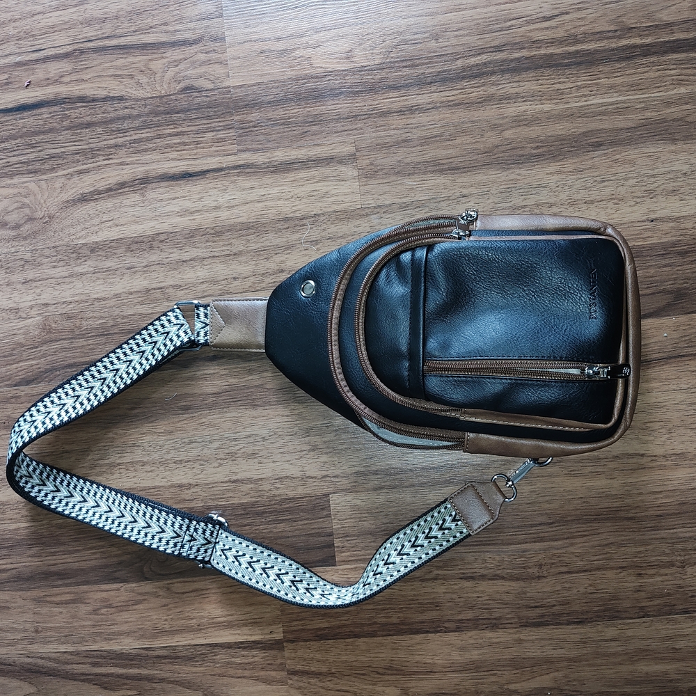 Stylish Black and Brown Men's Crossbody Bag